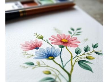 Video thumbnail for tutorial: Akvarelmaling af vilde blomster
